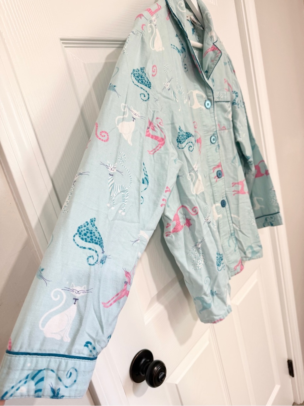 Delicates Cat Print Cotton Pajama Set Cozy Playful Lounge Large Sleepwear - Picture 5 of 9